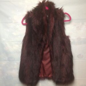 BCBGeneration Wine Colored Fur Vest